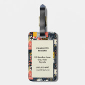 Bloemen Patchwork Patchwork Patroon (7) Bagagelabel (Achterkant verticaal)