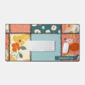 Bloemen Patchwork Patchwork Patroon (7) Bureaumat (Keyboard & Muis)
