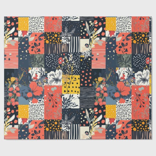 Bloemen Patchwork Patchwork Patroon (7) Cadeaupapier (Vlak)