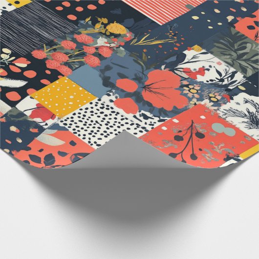 Bloemen Patchwork Patchwork Patroon (7) Cadeaupapier (Hoek)