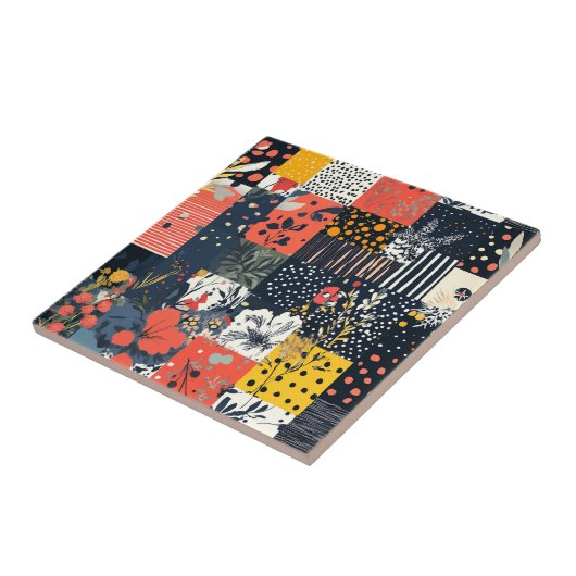 Bloemen Patchwork Patchwork Patroon (7) Tegeltje (Zijkant)
