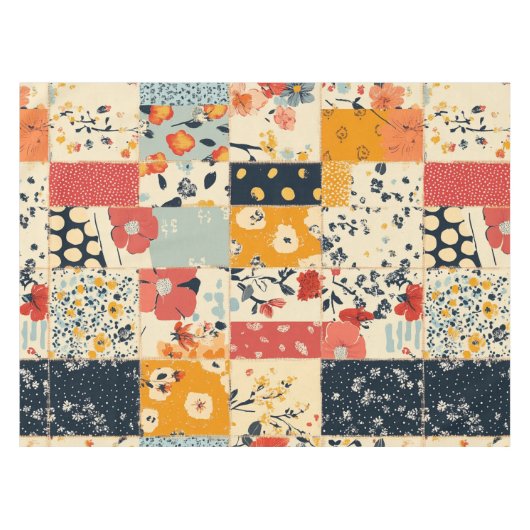 Bloemen Patchwork Patchwork Patroon (8) Tafelkleed (Voorkant (Horizontaal))