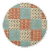Bloemen Patchwork Patroon Keramische knop (Voorkant)