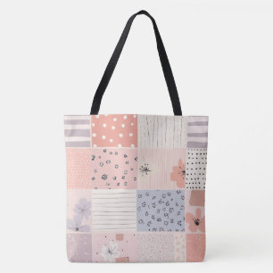 Bloemen Patchwork Patroon - Pastel (10) Tote Bag