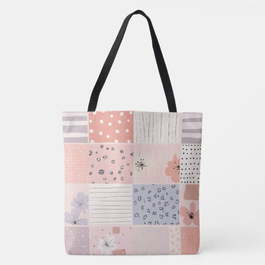 Bloemen Patchwork Patroon - Pastel (10) Tote Bag (Voorkant)