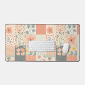 Bloemen Patchwork Patroon - Pastel (11) Bureaumat (Keyboard & Muis)