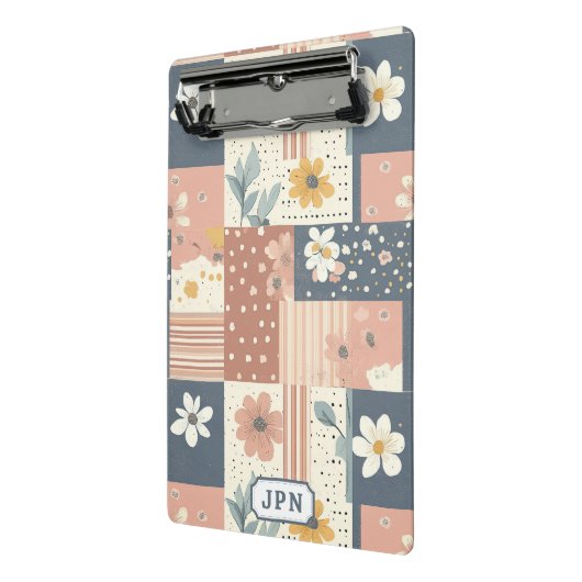  Bloemen Patchwork Patroon - Pastel (11) Mini Klembord (Angled2)