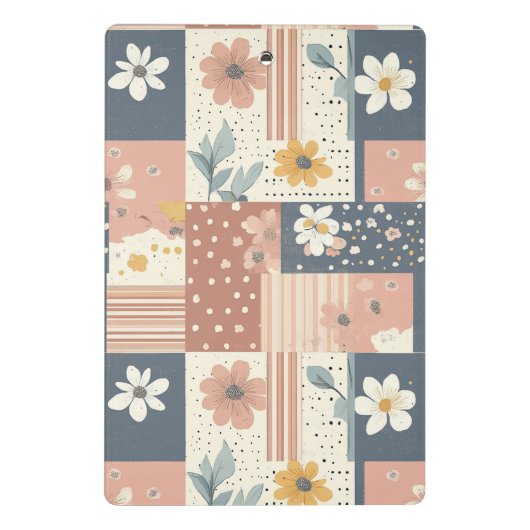 Bloemen Patchwork Patroon - Pastel (11) Mini Klembord (Achterkant)