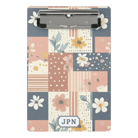Bloemen Patchwork Patroon - Pastel (11) Mini Klembord (Voorkant)