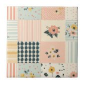 Bloemen Patchwork Patroon - Pastel (12) Tegeltje (Voorkant)