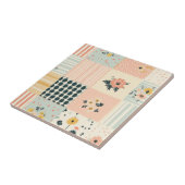 Bloemen Patchwork Patroon - Pastel (12) Tegeltje (Zijkant)