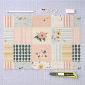  Bloemen Patchwork Patroon - Pastel (12) Tissuepapier (Craft)