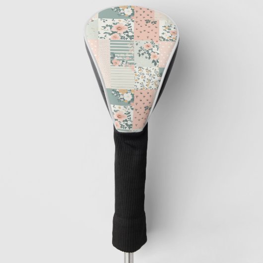 Bloemen Patchwork Patroon - Pastel (1) Golfheadcover (Voorkant)