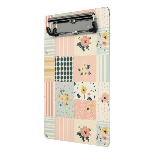  Bloemen Patchwork Patroon - Pastel (1) Mini Klembord (Angled2)