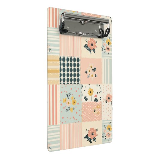  Bloemen Patchwork Patroon - Pastel (1) Mini Klembord (Schuin)