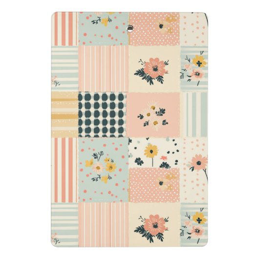  Bloemen Patchwork Patroon - Pastel (1) Mini Klembord (Achterkant)