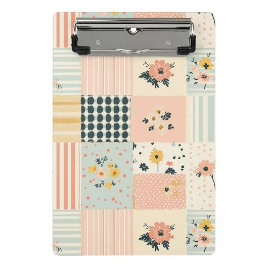  Bloemen Patchwork Patroon - Pastel (1) Mini Klembord (Voorkant)