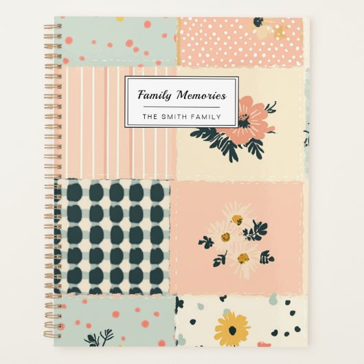  Bloemen Patchwork Patroon - Pastel (1) Planner (Voorkant)