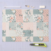  Bloemen Patchwork Patroon - Pastel (1) Tissuepapier (Craft)