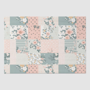  Bloemen Patchwork Patroon - Pastel (1) Tissuepapier