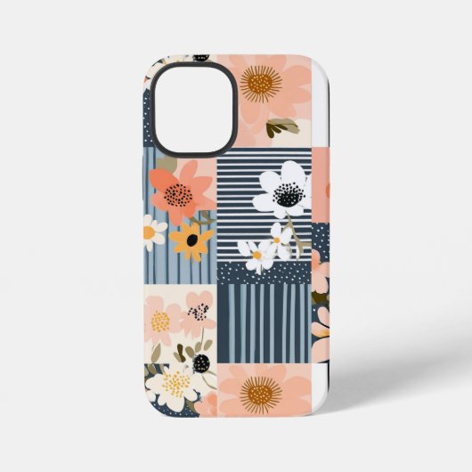 Bloemen Patchwork Patroon - Pastel (2) iPhone Hoesje (Achterkant)