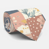 Bloemen Patchwork Patroon - Pastel (2) Stropdas (Opgerold)