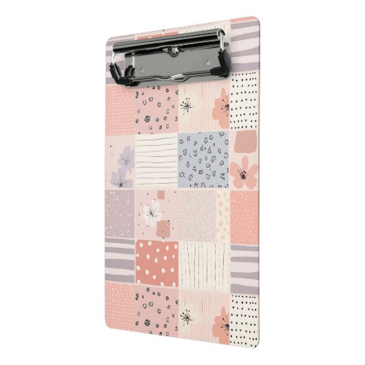  Bloemen Patchwork Patroon - Pastel (3) Mini Klembord (Angled2)