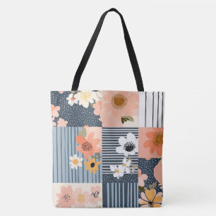 Bloemen Patchwork Patroon - Pastel (3) Tote Bag
