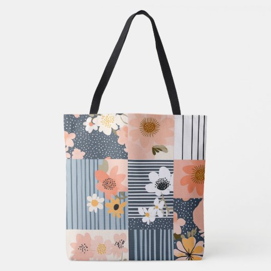  Bloemen Patchwork Patroon - Pastel (3) Tote Bag (Voorkant)