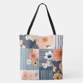  Bloemen Patchwork Patroon - Pastel (3) Tote Bag (Achterkant)