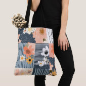  Bloemen Patchwork Patroon - Pastel (3) Tote Bag (Dichtbij)