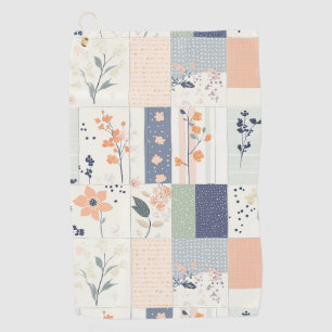 Bloemen Patchwork Patroon - Pastel (4) Golfhanddoek