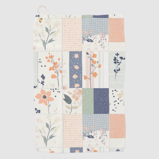  Bloemen Patchwork Patroon - Pastel (4) Golfhanddoek (Voorkant)