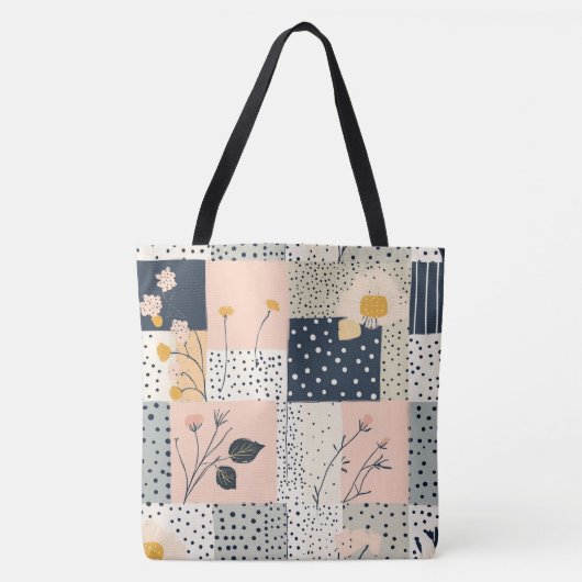 Bloemen Patchwork Patroon - Pastel (5) Tote Bag (Voorkant)