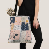 Bloemen Patchwork Patroon - Pastel (5) Tote Bag (Dichtbij)