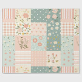  Bloemen Patchwork Patroon - Pastel (6) Cadeaupapier (Vlak)