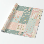  Bloemen Patchwork Patroon - Pastel (6) Cadeaupapier (Uitgerold)