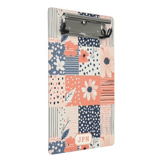  Bloemen Patchwork Patroon - Pastel (6) Mini Klembord (Schuin)