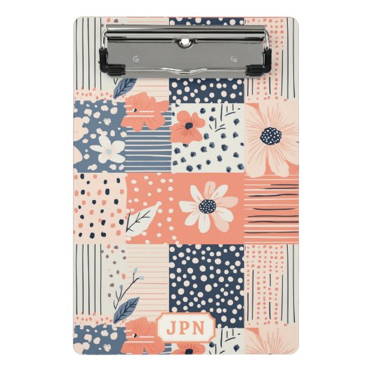 Bloemen Patchwork Patroon - Pastel (6) Mini Klembord (Voorkant)