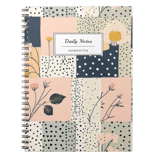 Bloemen Patchwork Patroon - Pastel (8) Notitieboek (Voorkant)