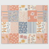 Bloemen Patchwork Patroon - Pastel (9) Cadeaupapier (Vlak)