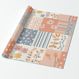  Bloemen Patchwork Patroon - Pastel (9) Cadeaupapier