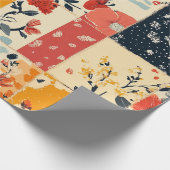  Bloemen Patchwork Quilt Patroon Cadeaupapier (Hoek)