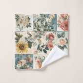 Bloemen Patchwork Style Design Bad Handdoek (Wasdoekje)