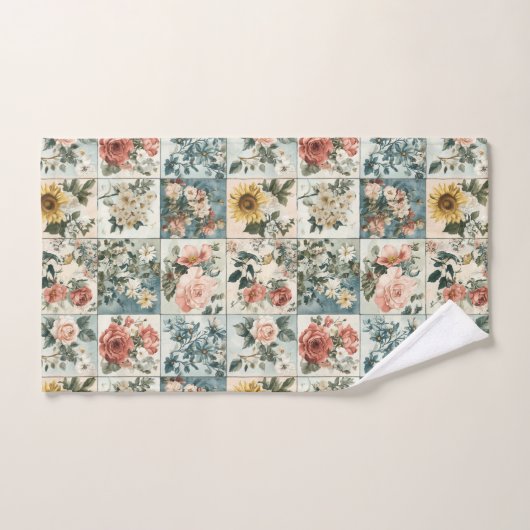 Bloemen Patchwork Style Design Bad Handdoek (Handdoek)