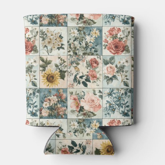  Bloemen Patchwork Style Design Blikjeskoeler (Achterkant)
