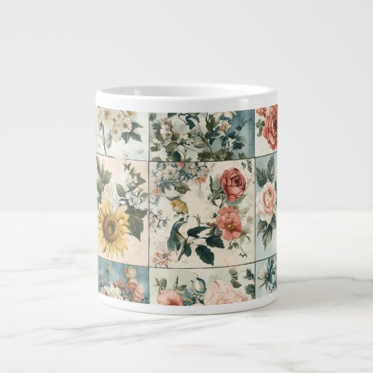  Bloemen Patchwork Style Design Grote Koffiekop (Voorkant)