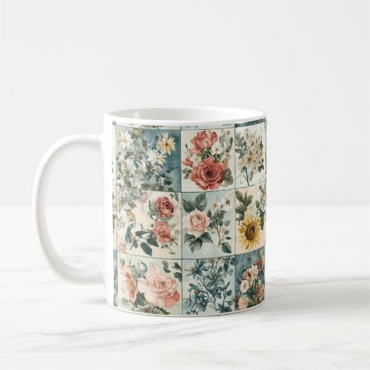 Bloemen Patchwork Style Design Koffiemok (Links)