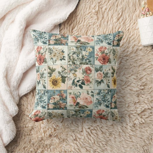  Bloemen Patchwork Style Design Kussen (Deken)