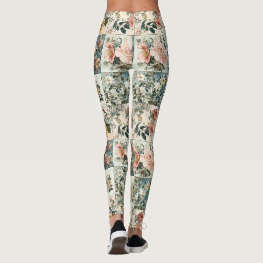  Bloemen Patchwork Style Design Leggings (Achterkant)